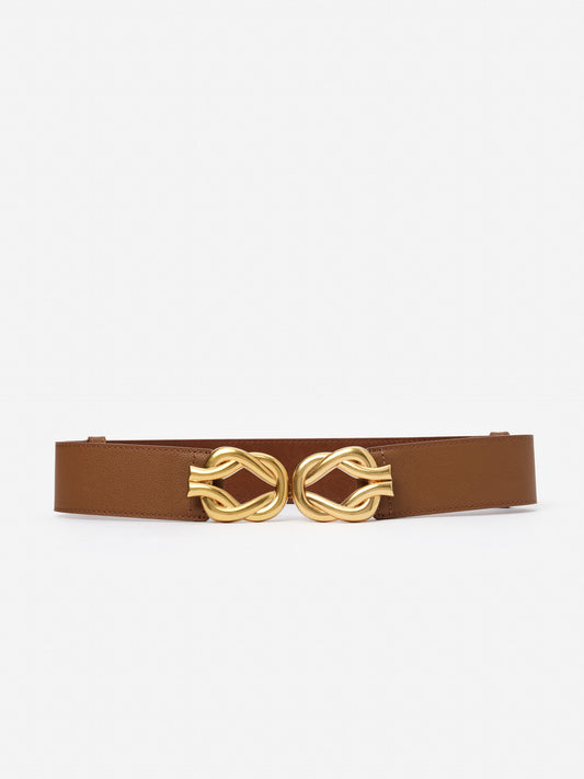 Eliza Belt by J.McLaughlin features a rich brown leather strap with an elegant gold-tone clasp, showcasing effortlessly stylish, enduring designs for a legacy of timeless fashion.