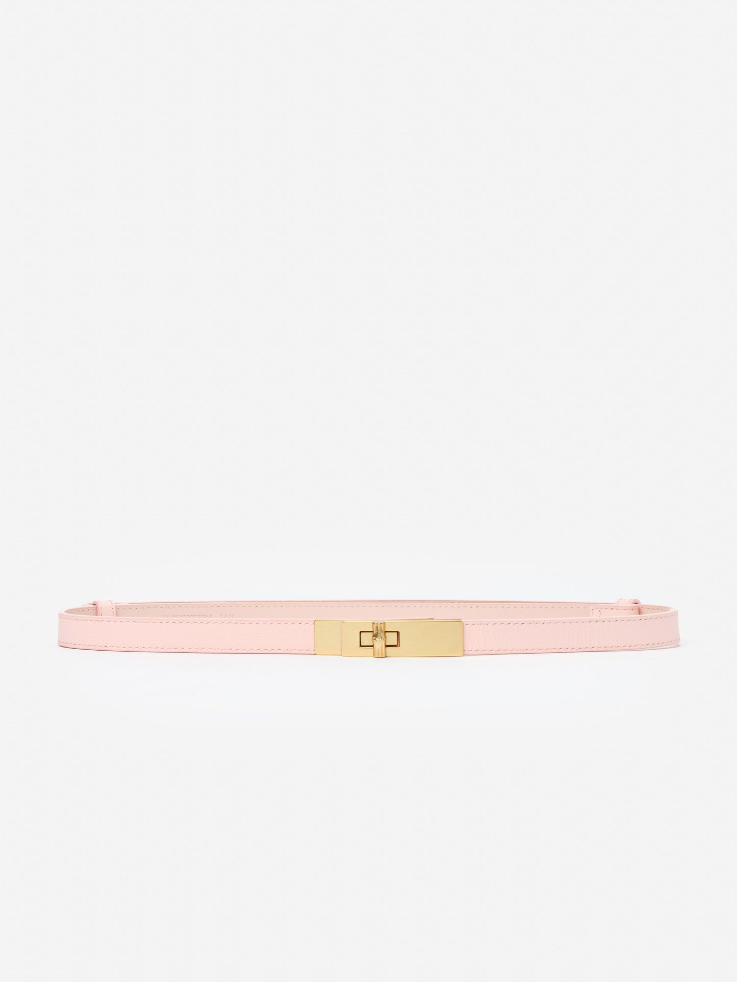 Liv Leather Belt in soft pink with gold-tone clasp, reflecting J.McLaughlin's legacy of timeless fashion and effortlessly stylish, enduring designs.