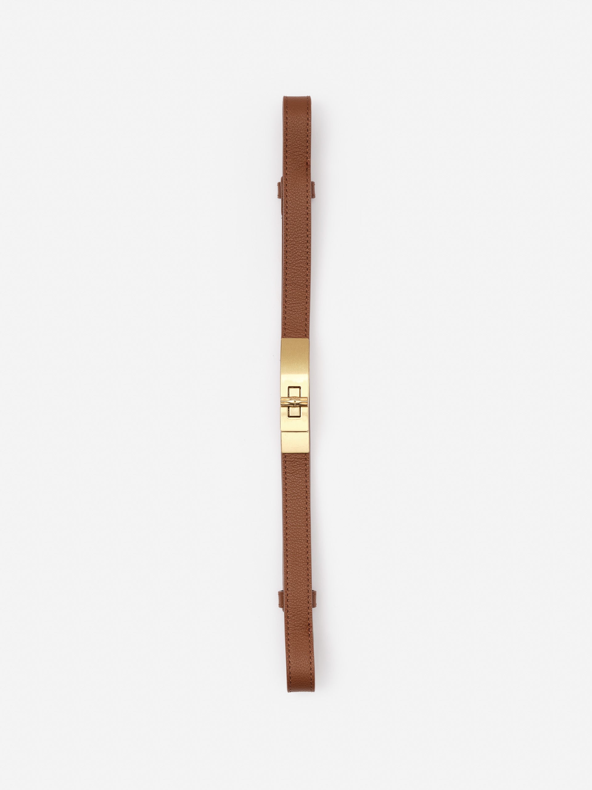 Liv Leather Belt in rich brown leather featuring a sleek gold-tone buckle by J.McLaughlin, combining effortlessly stylish, enduring designs with a legacy of timeless fashion.