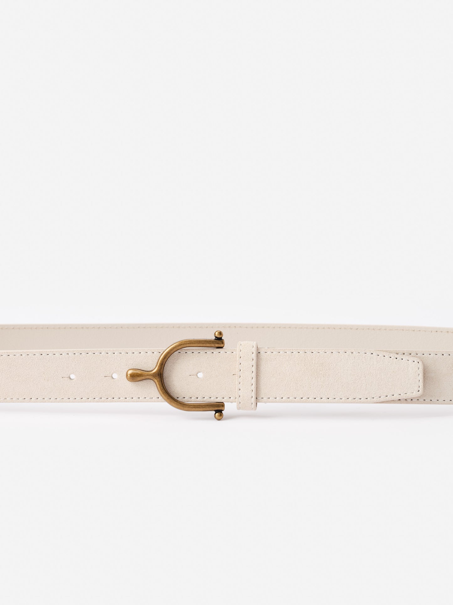 Suede Spur Buckle Belt by J.McLaughlin in soft beige suede with a distinctive gold spur buckle, effortlessly stylish and crafted for enduring designs in legacy of timeless fashion.