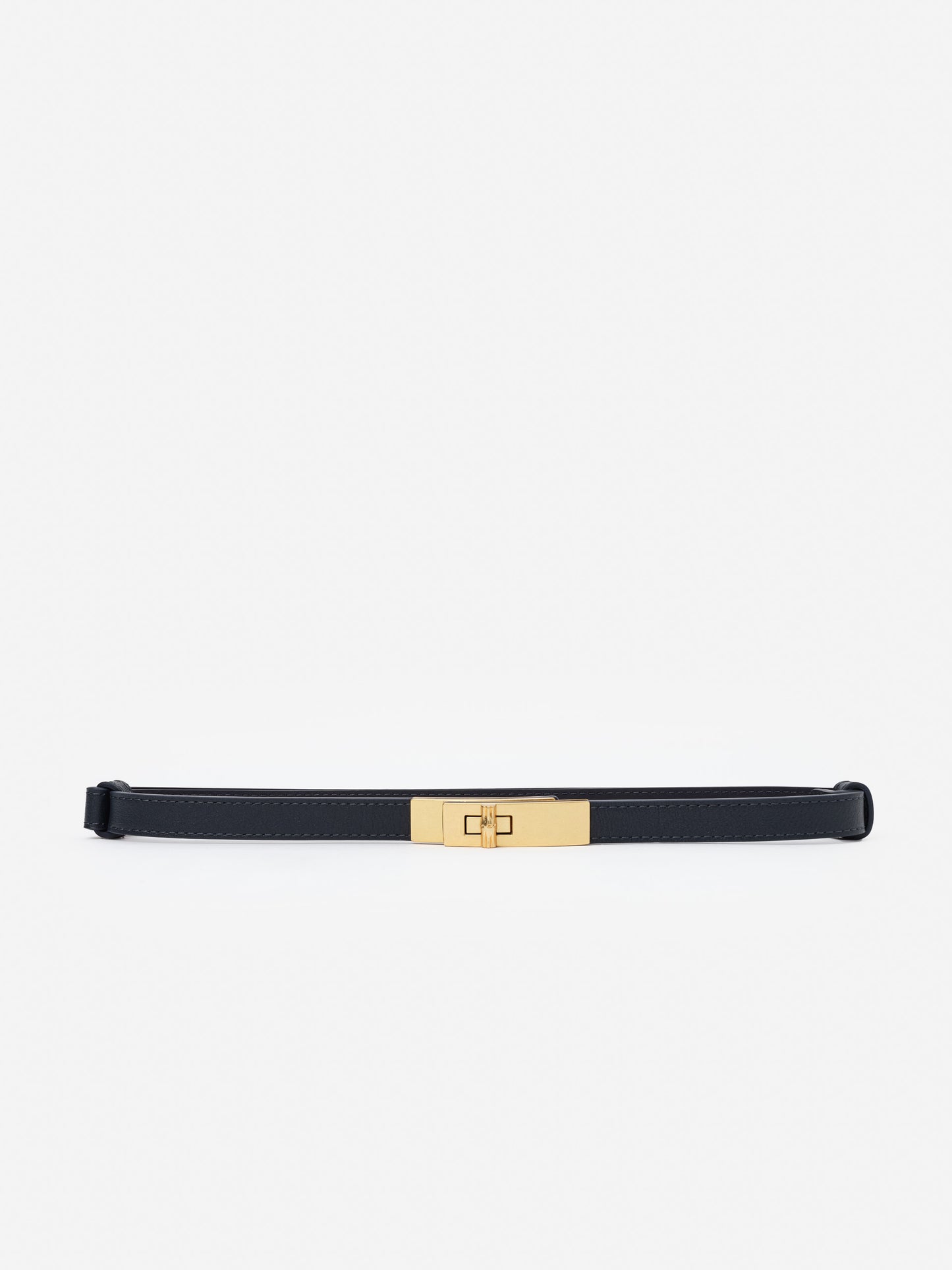 Liv Leather Belt by J.McLaughlin features an effortlessly stylish black leather design with a gold-tone clasp, embodying enduring designs and timeless fashion.