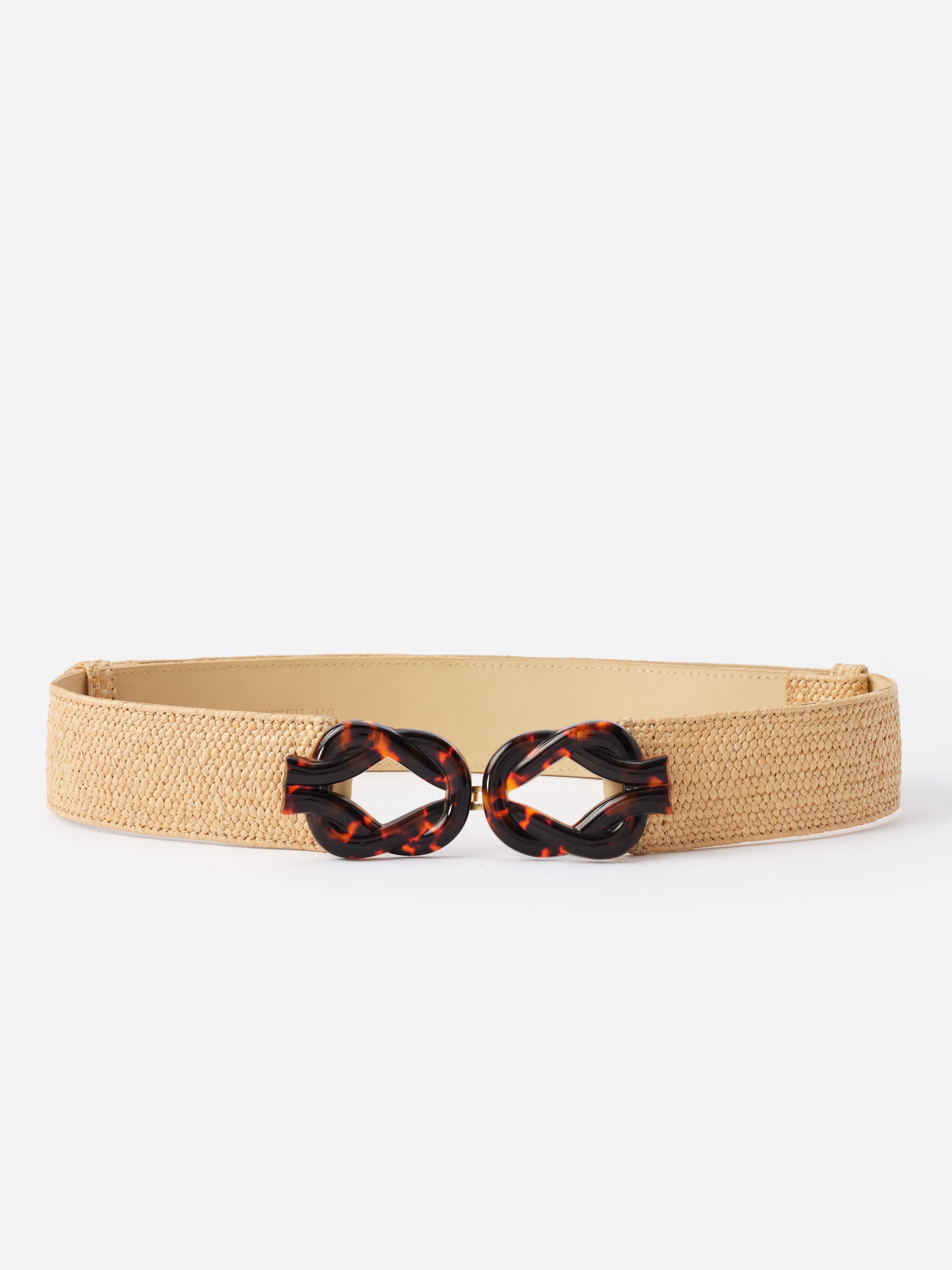 Eliza Grasscloth Belt by J.McLaughlin showcases effortlessly stylish design with a woven texture and unique tortoiseshell clasp, embodying enduring designs and innovative fabrics. A destination for defining style. Life, Well-Lived.
