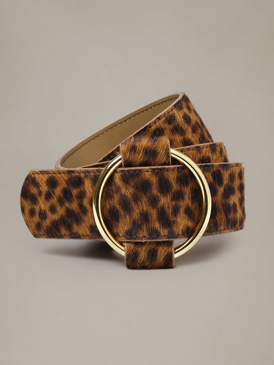 Amelia Pony Hair Belt in Leopard