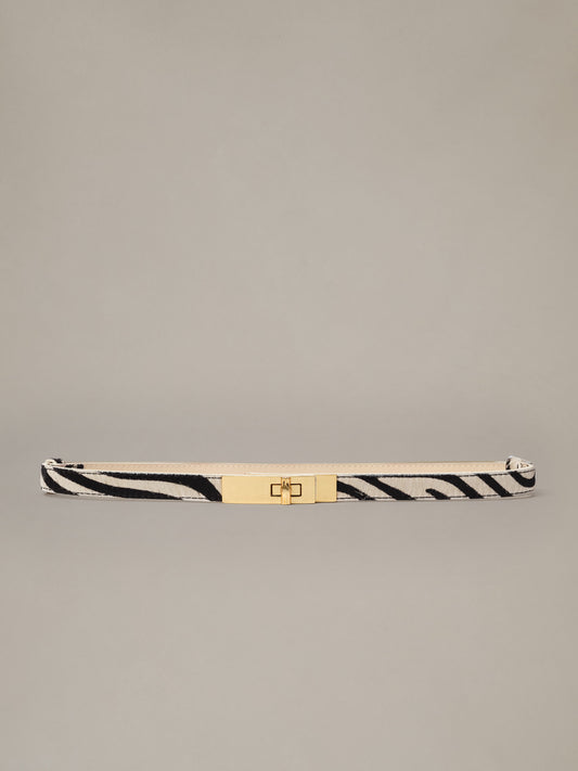 Liv Pony Hair Belt in Zebra Stripes