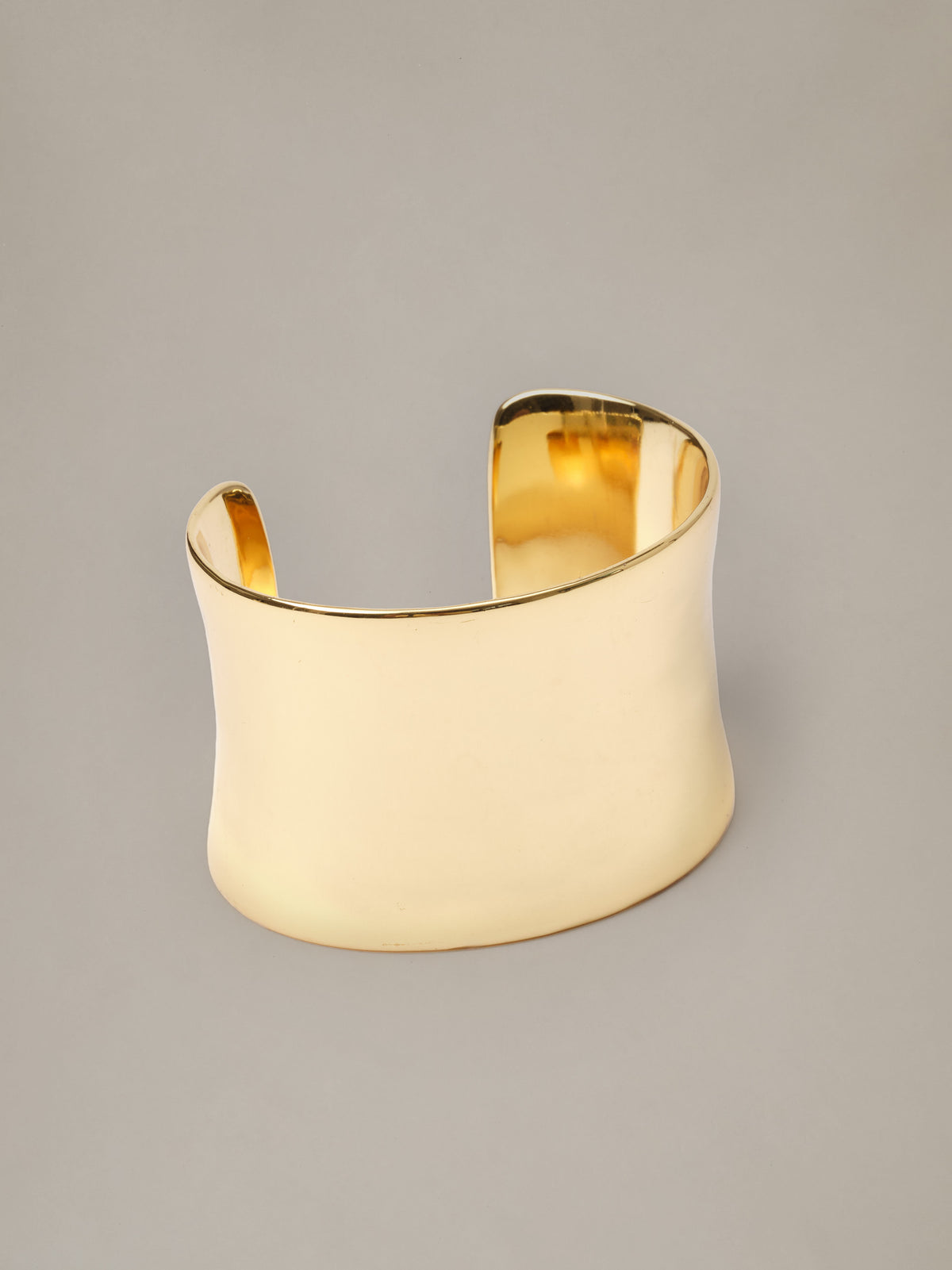 Thick Gold Cuff by J.McLaughlin featuring a wide polished gold design with an open back for a bold timeless statement