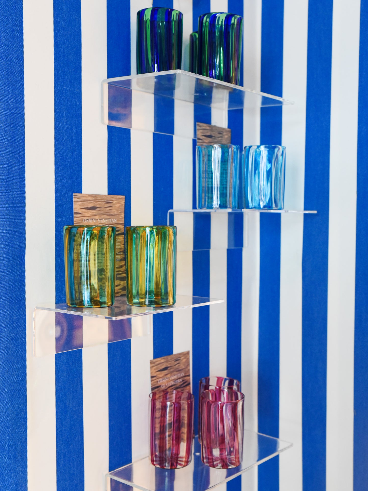 J.McLaughlin Striped Tumbler in ruby red made with glass. 