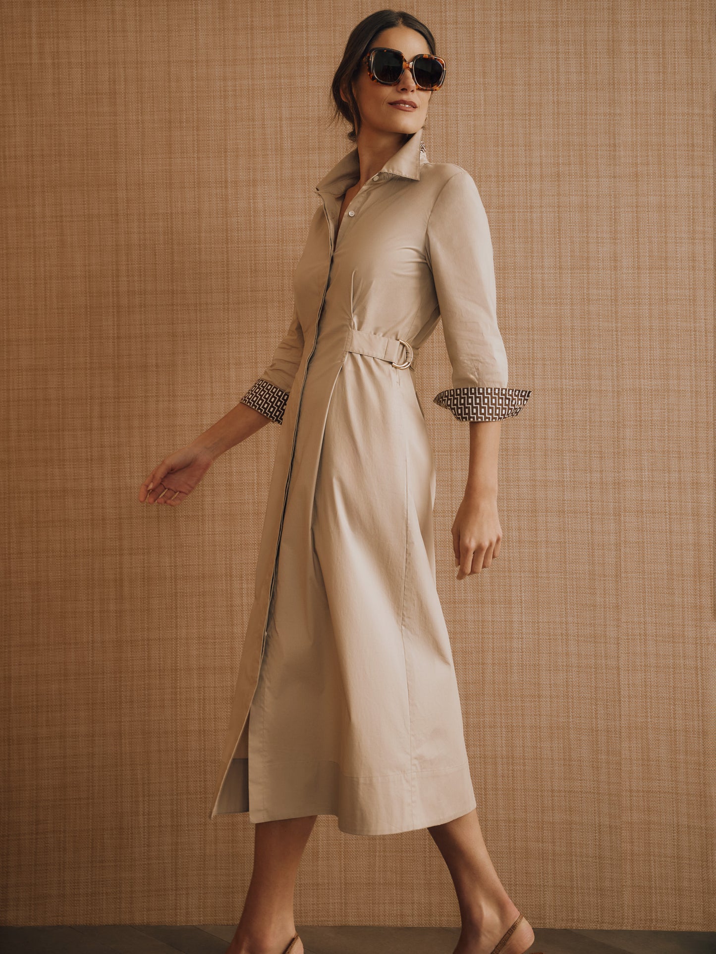 J.McLaughlin Minae dress in Light Sand made with Cotton. 