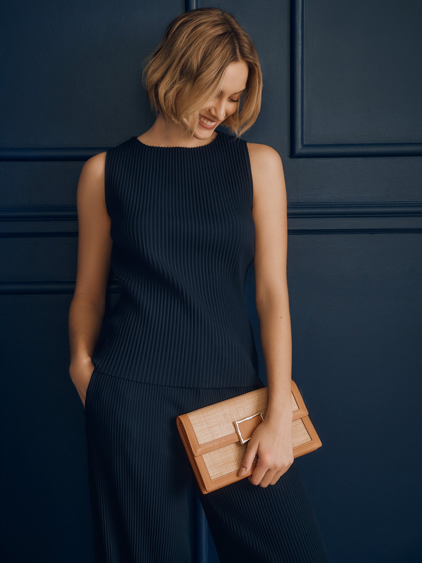 J.McLaughlin Moderna top in Navy made with Polyester. 