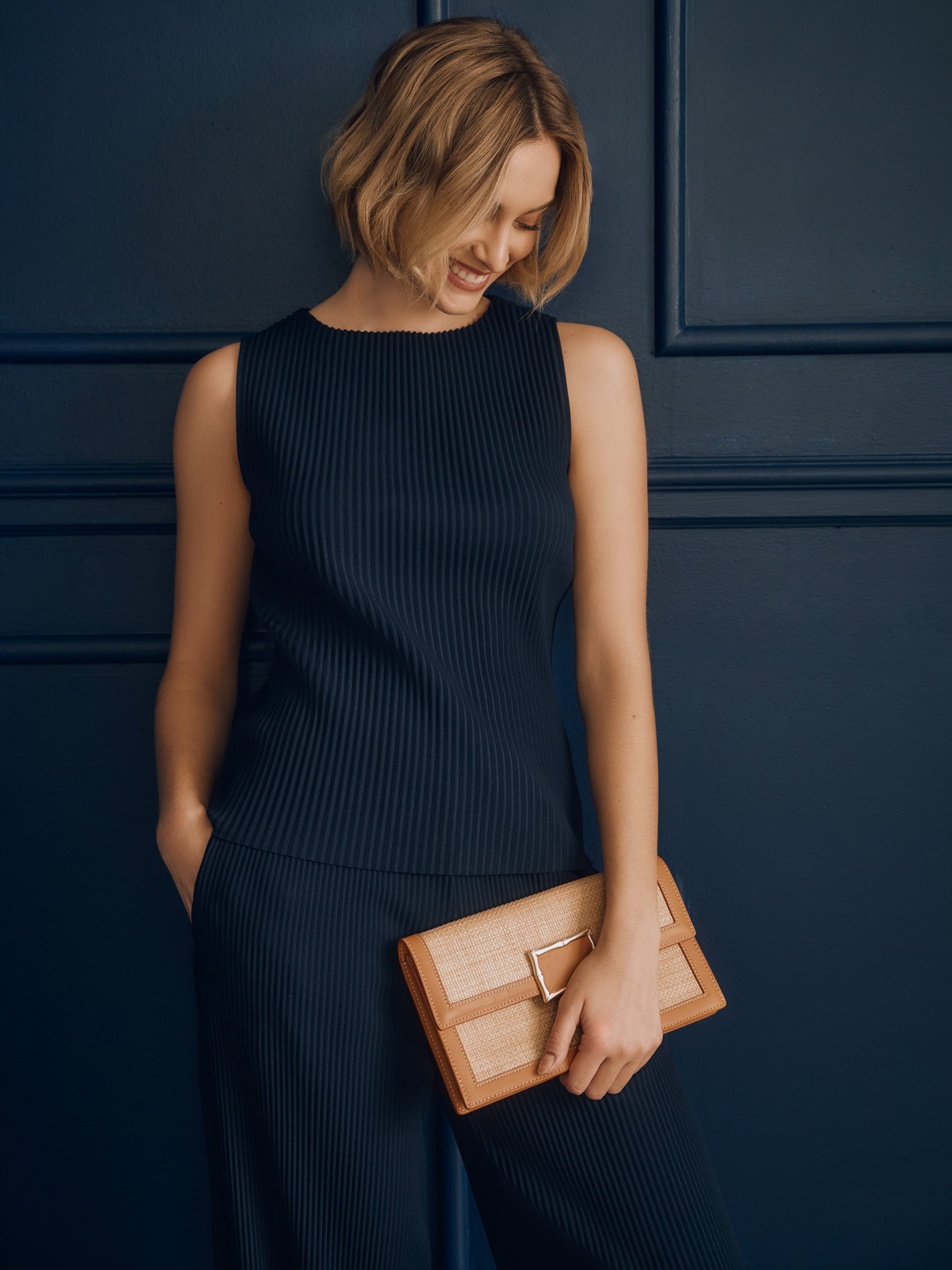 J.McLaughlin Moderna top in Navy made with Polyester. 