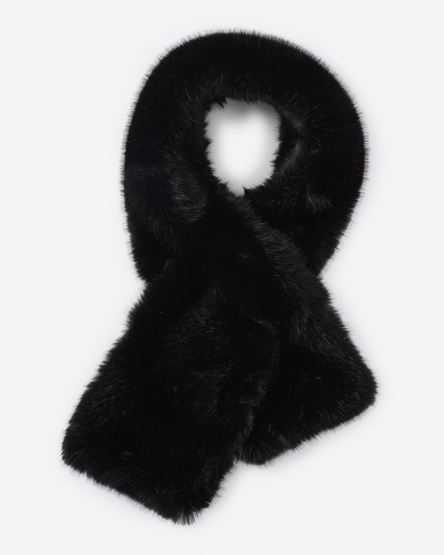 J.McLaughlin Tacey scarf in black made with faux fur. 