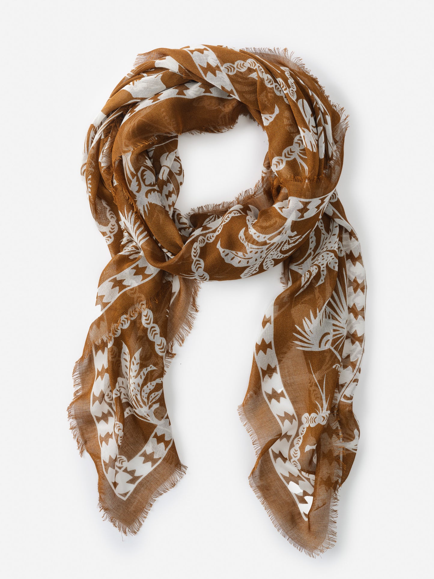 J.McLaughlin Giselle scarf in brown/white made with modal and silk.