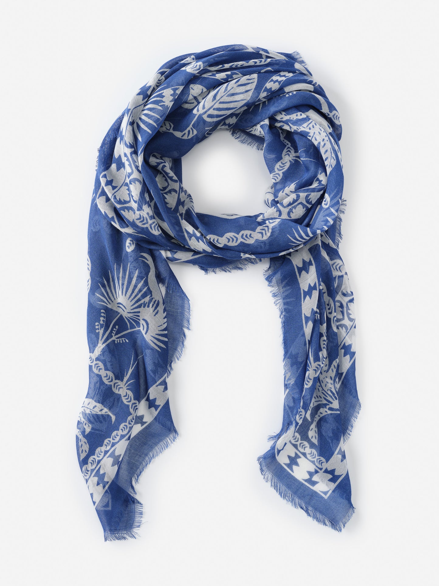J.McLaughlin Giselle scarf in dark blue/white made with modal and silk.