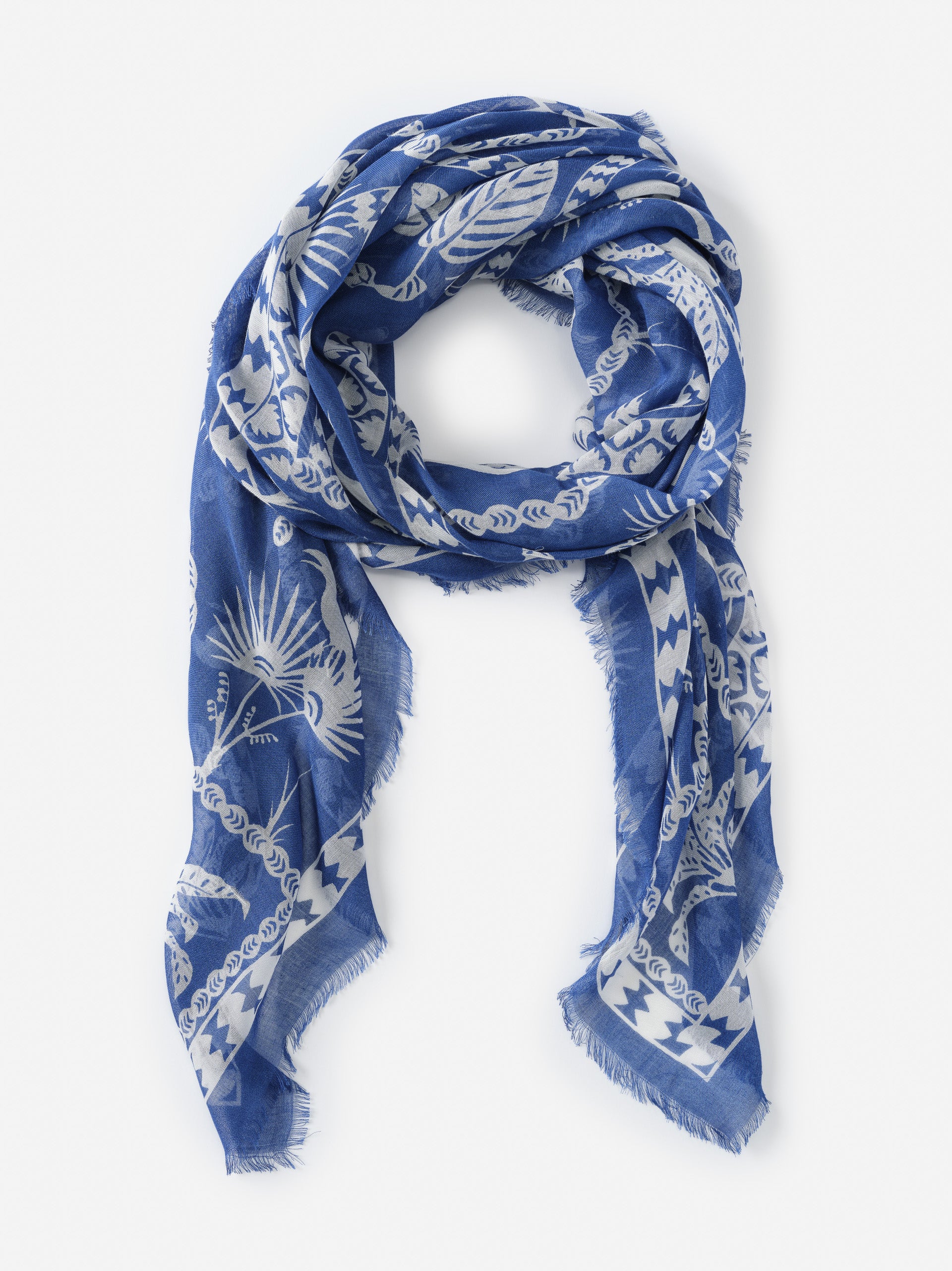 J.McLaughlin Giselle scarf in dark blue/white made with modal and silk.