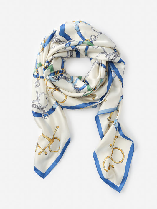 J.McLaughlin Magic scarf in off white/blue/green made with polyester.