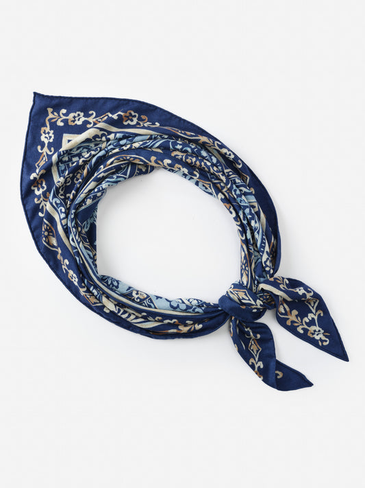 J.McLaughlin Sarita scarf in blue/tan made with cashmere and silk.