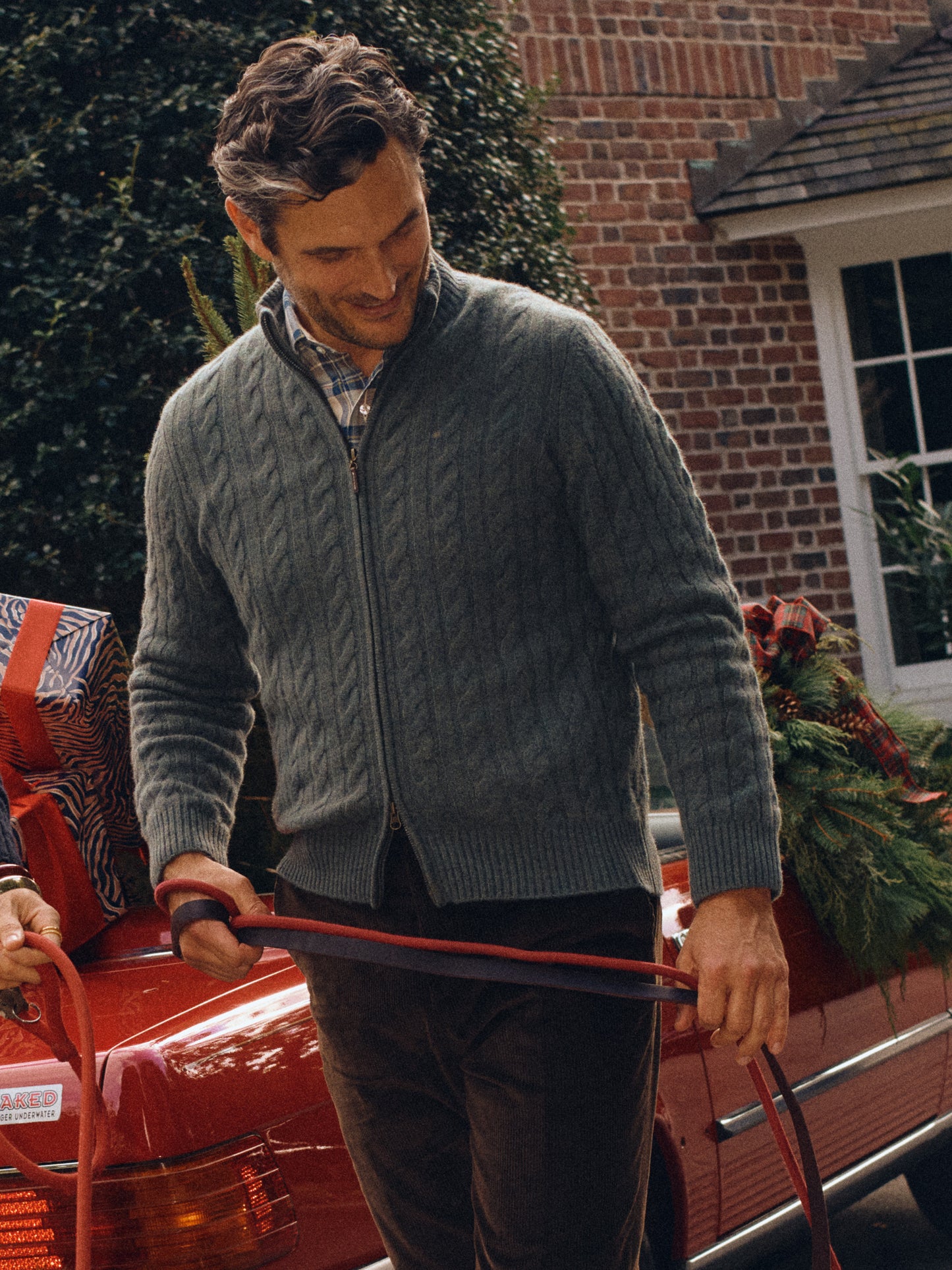 J.McLaughlin Lochside cardigan in dk forest made with cashmere.