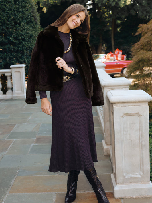 J.McLaughlin Sutton skirt in brown made with viscose/nylon.