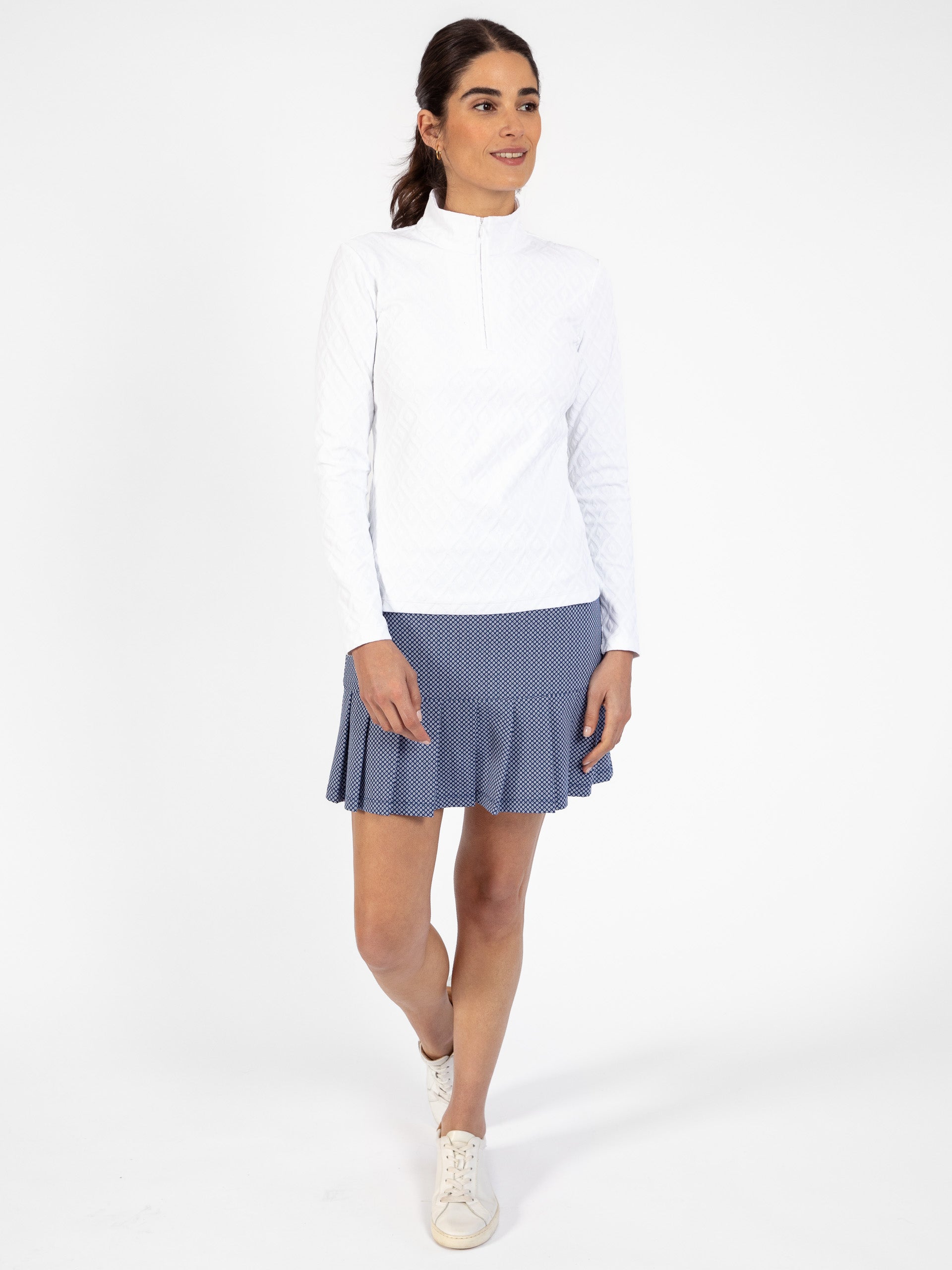 J.McLaughlin Bedford top in white made with catalina cloth. 