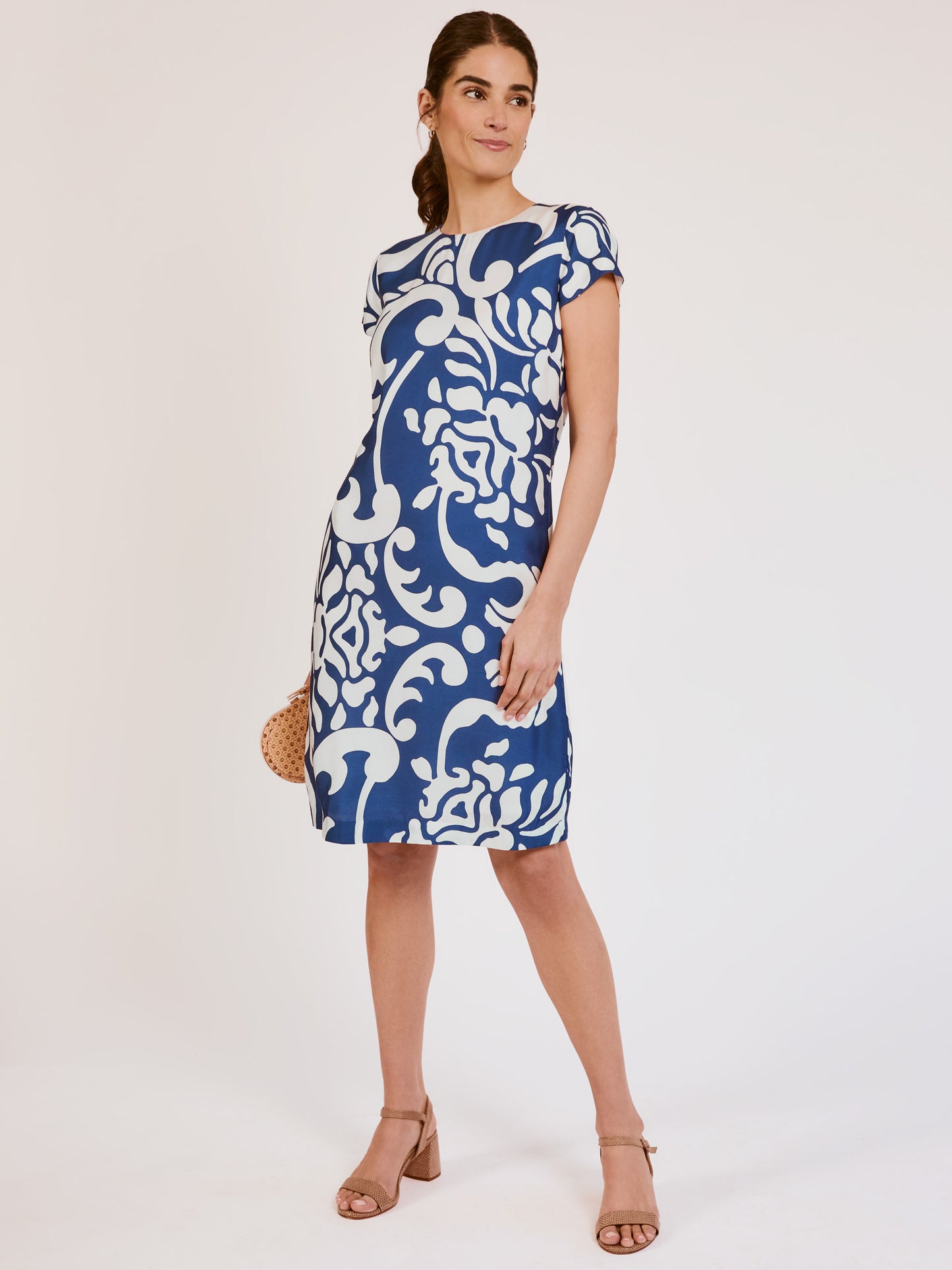 J.McLaughlin Nicoletta dress in navy/white made with viscose/silk.