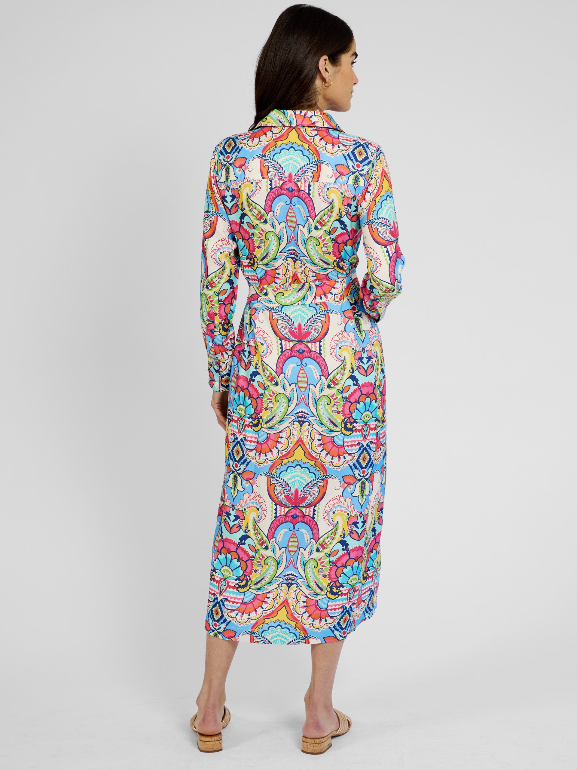 J.McLaughlin Vanna dress in off white/multi made with silk/viscose. 