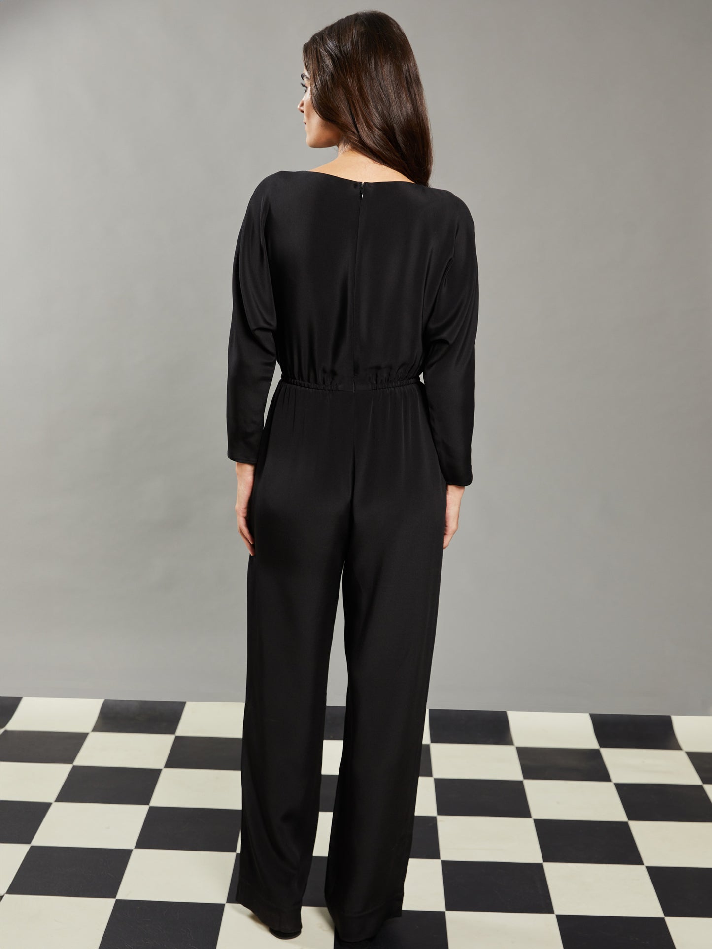 J.McLaughlin Bacall jumpsuit in black made with silk.