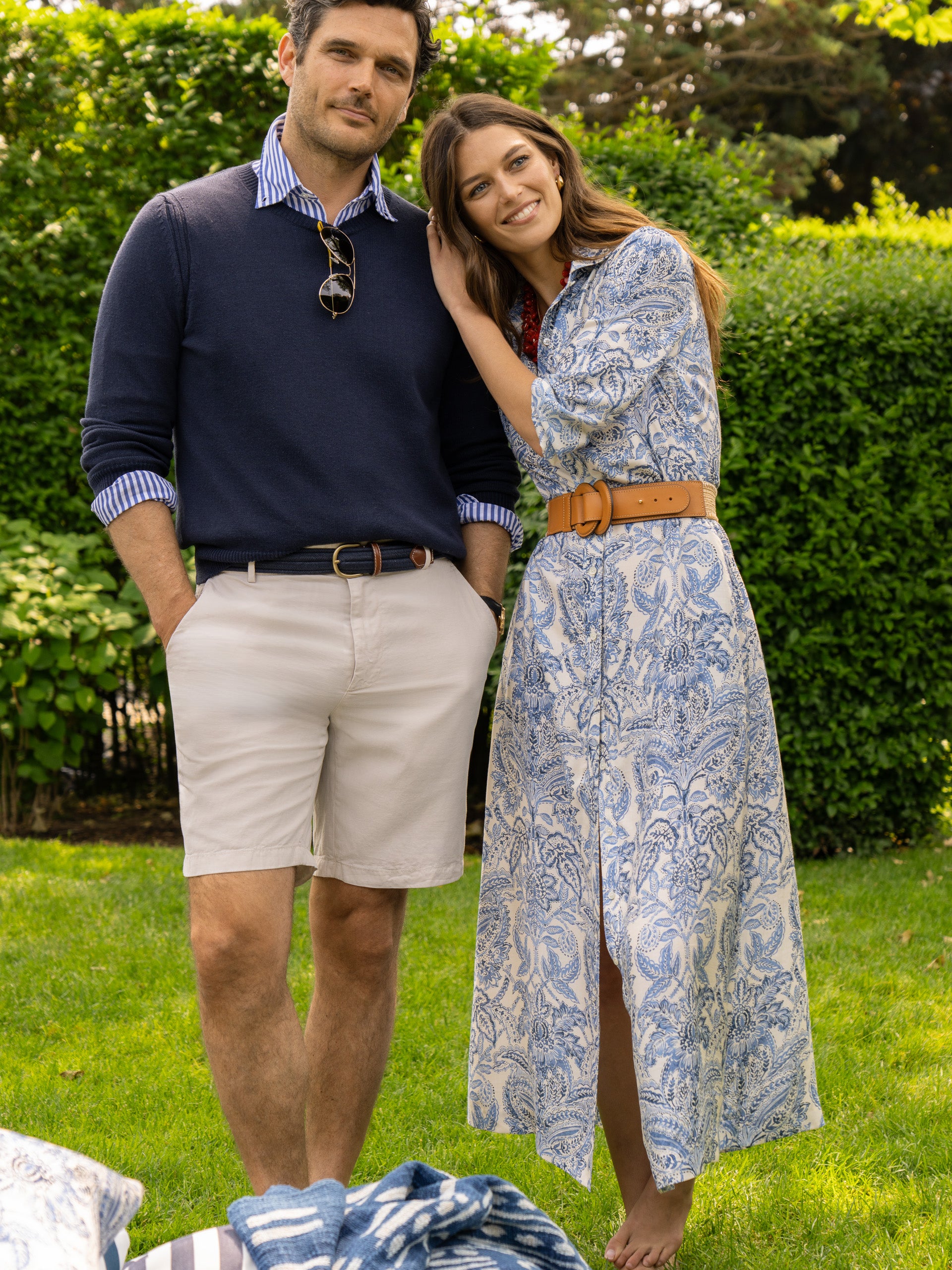 J.McLaughlin Freda dress in off white/dark blue made with silk/viscose. 