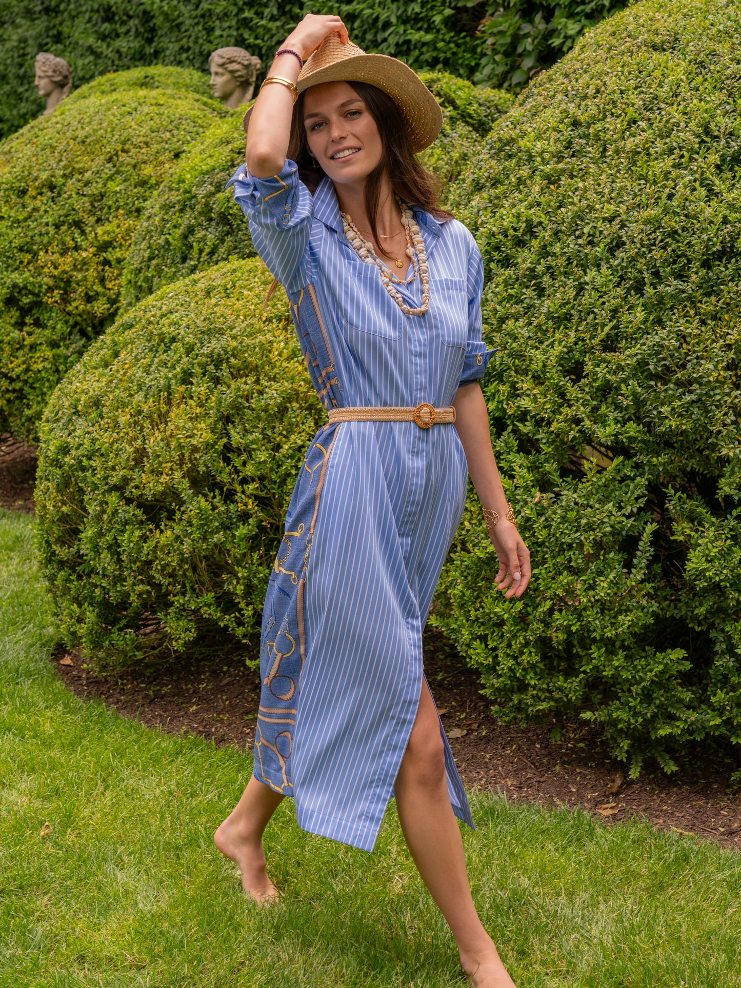 J.McLaughlin Quince dress in sky/white made with cotton. 