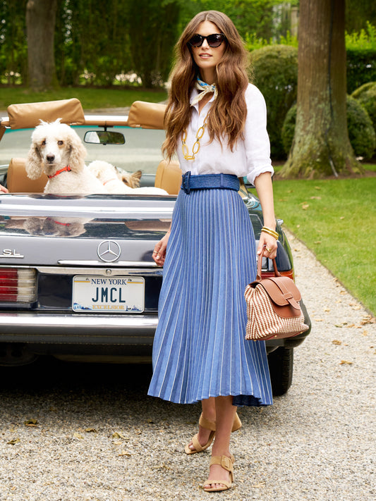 J.McLaughlin Paola skirt in denim made with polyester. 