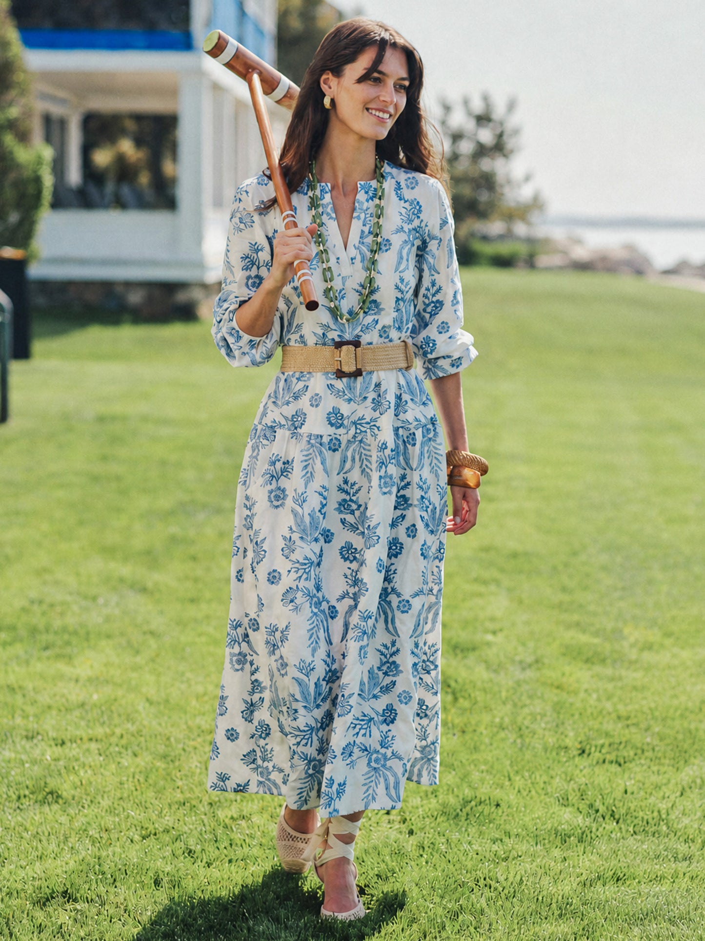 Nancy Linen Blend Dress in Embroidery