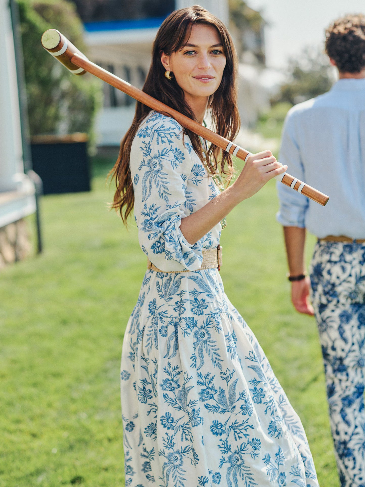 Nancy Linen Blend Dress in Embroidery