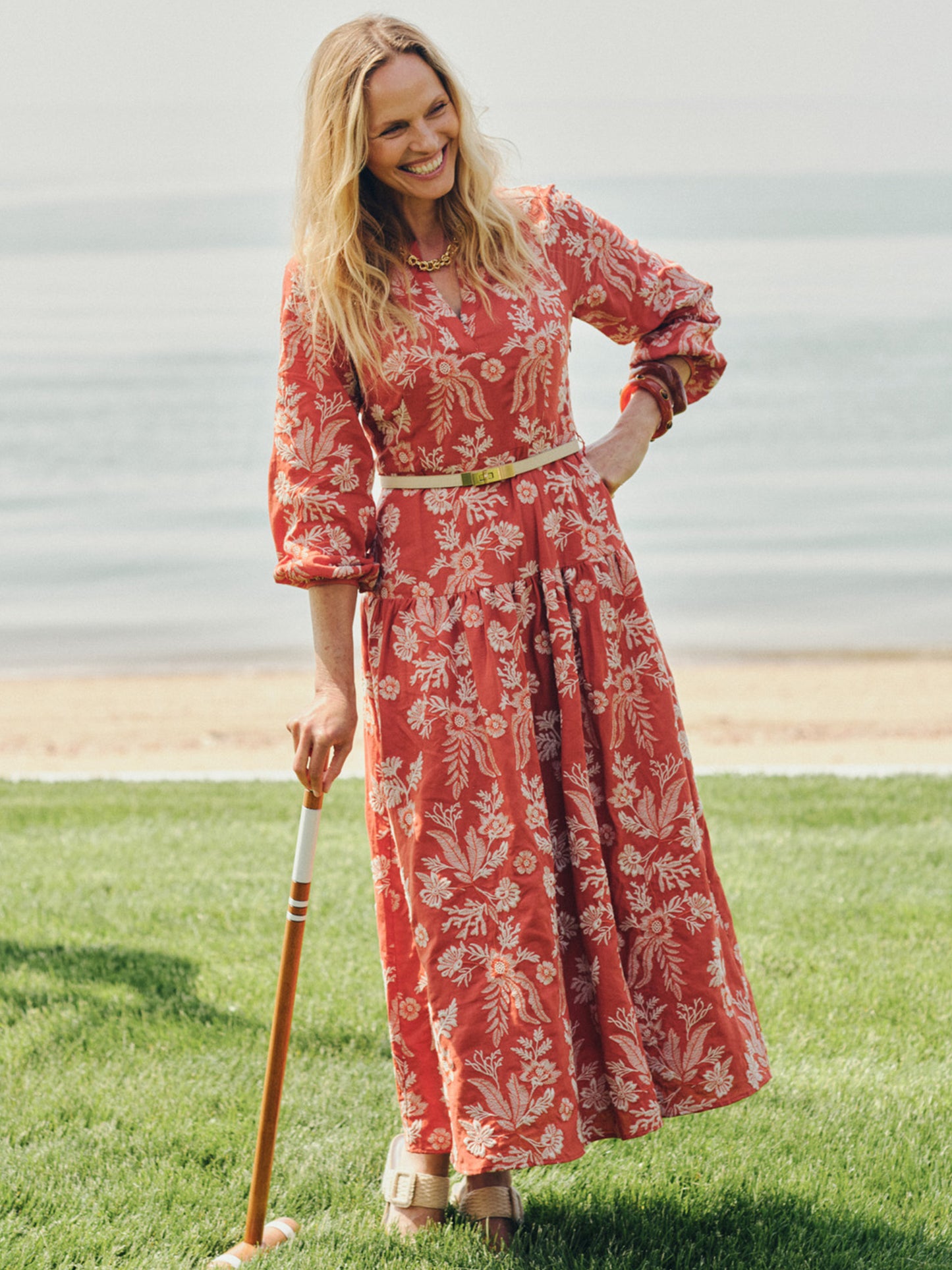 Nancy Linen Blend Dress in Embroidery