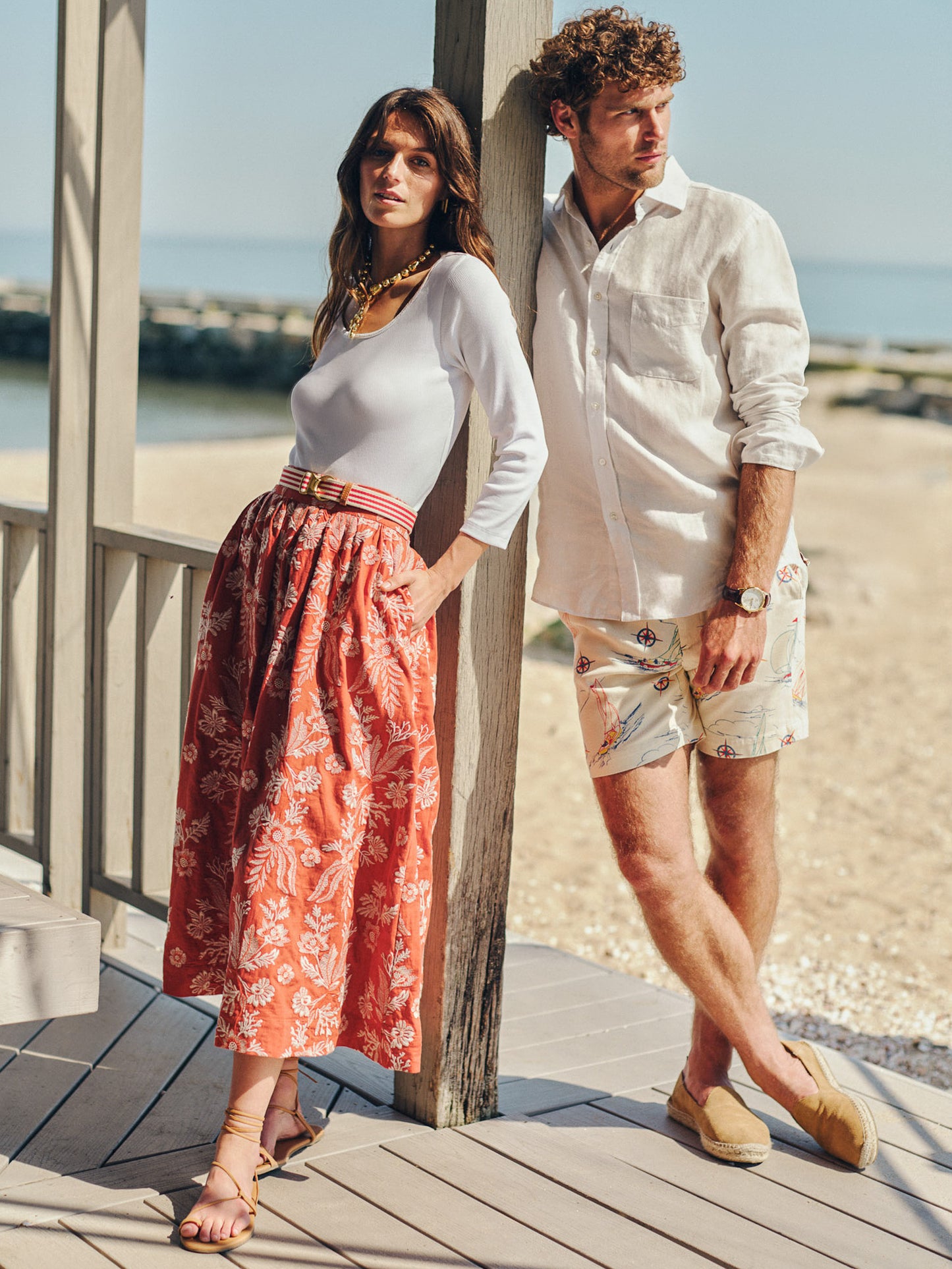 Winnie Linen Blend Skirt in Embroidery