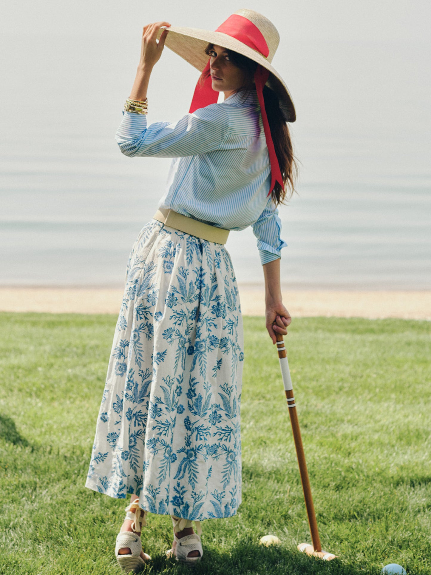 Winnie Linen Blend Skirt in Embroidery