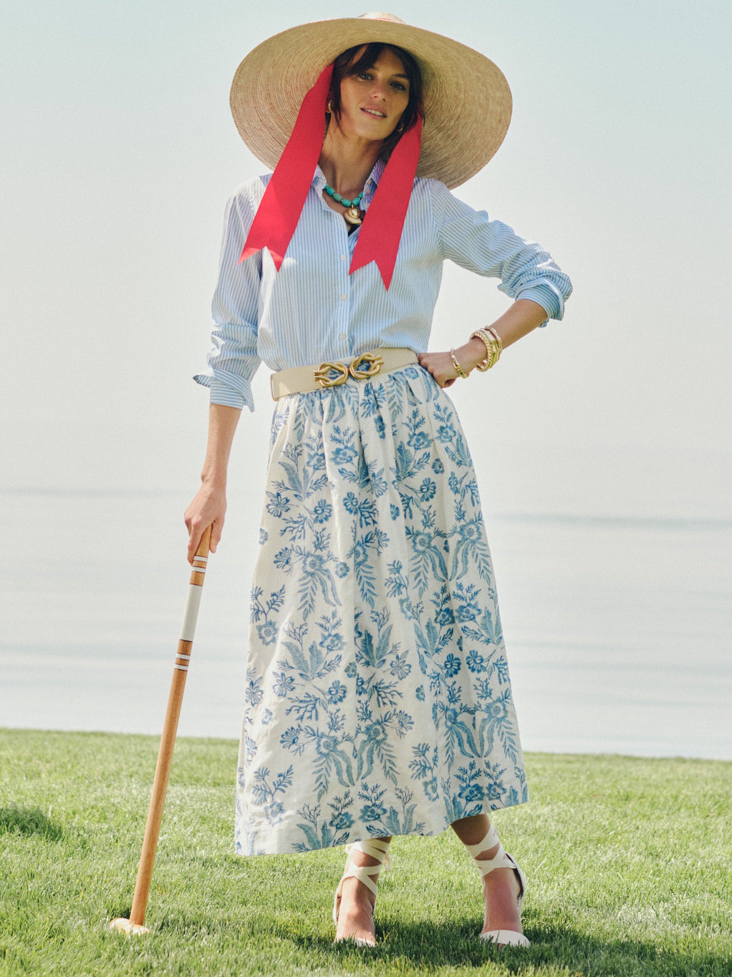 Winnie Linen Blend Skirt in Embroidery