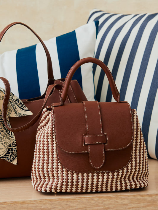 J.McLaughlin Zoey bag in natural/light brown made with leather. 