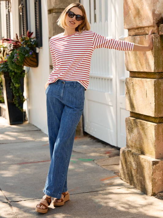 J.McLaughlin Brio Jeans in denim blue made with linen/cotton. 