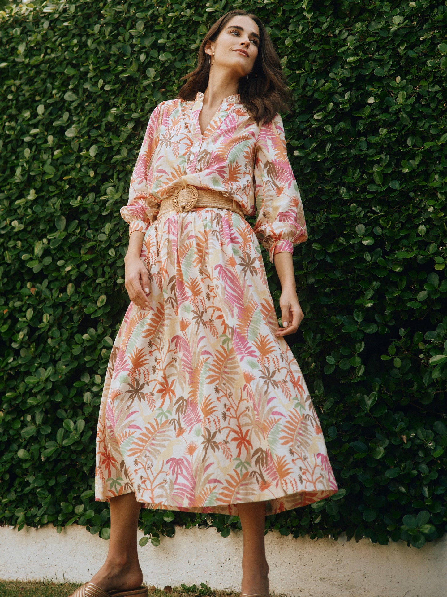 J.McLaughlin Lesley skirt in off white/multi made with cotton. 