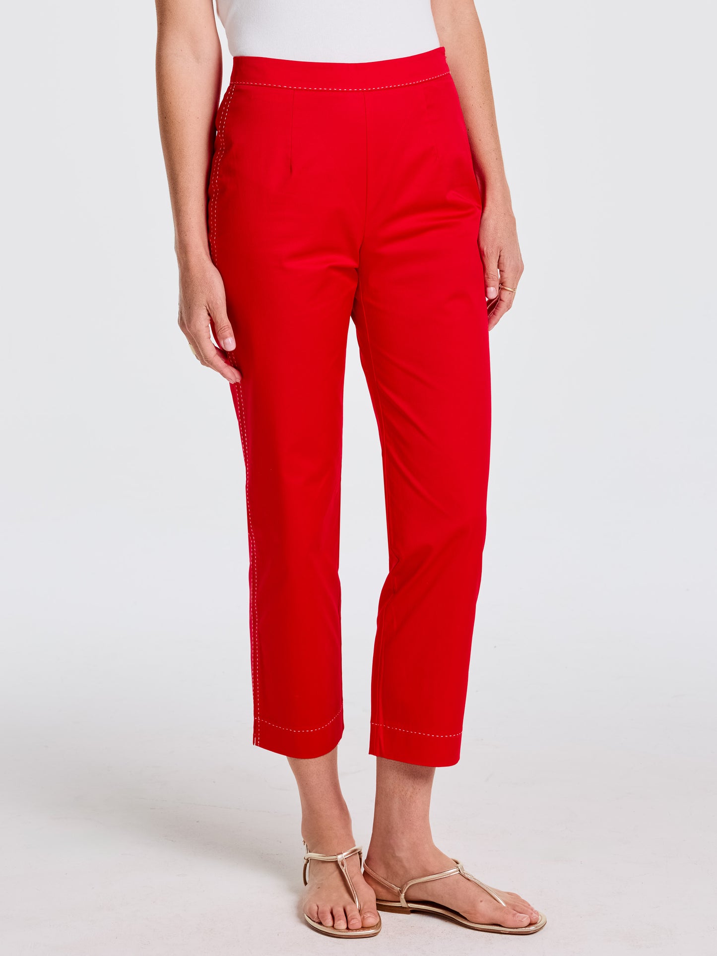 Betina Pants in vibrant red by J.McLaughlin, showcasing an effortlessly stylish, timeless design crafted from innovative fabrics for enduring appeal. A destination for defining style. Life, Well-Lived.