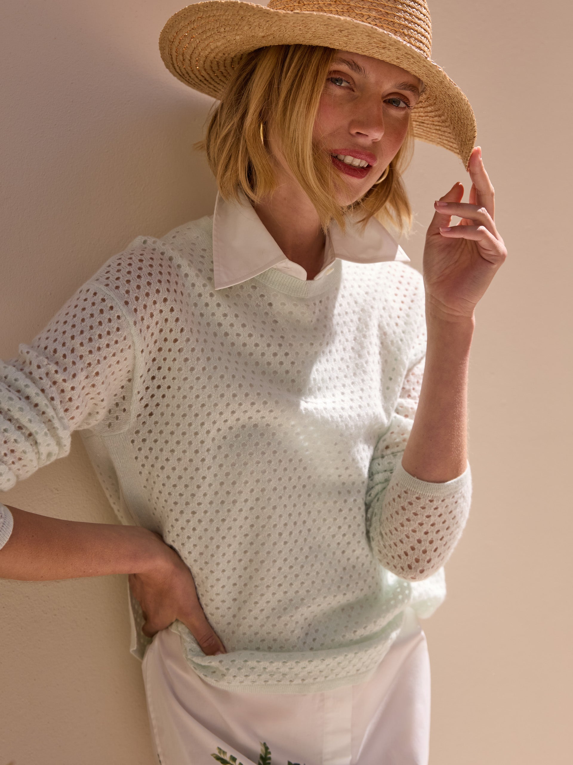 J.McLaughlin Philomena sweater in light mint made with cashmere/linen. 