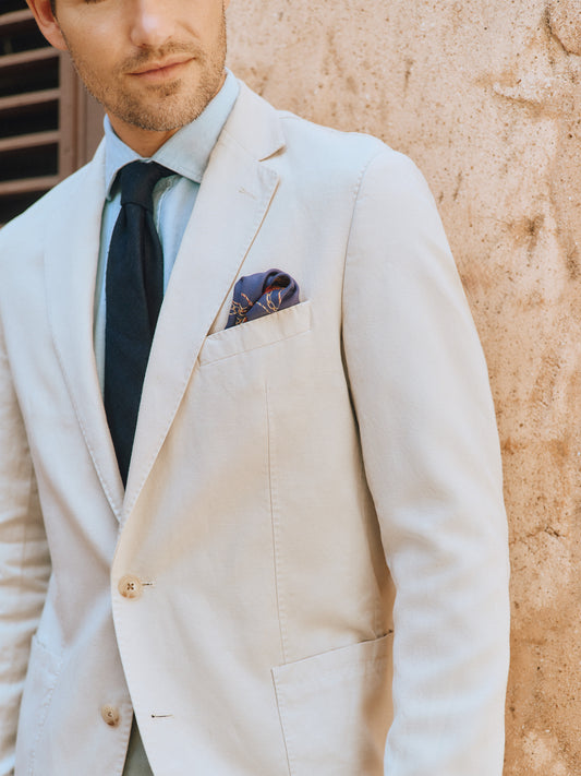 J.McLaughlin Lisbon blazer in stone made with linen and cotton.