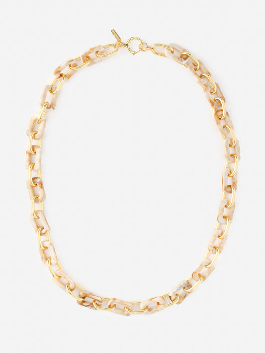 J.McLaughlin Chain link necklace in gold made with brass and resin.
