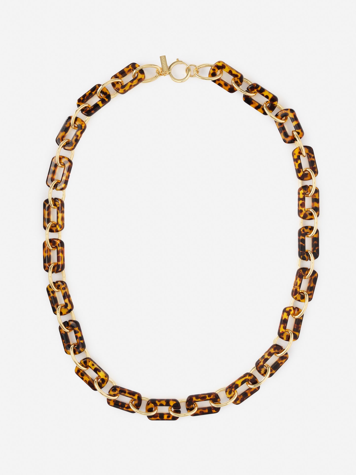 Chain Link Necklace by J.McLaughlin featuring rectangular tortoiseshell links connected by gold-tone metal, combining effortlessly stylish and enduring designs for a legacy of timeless fashion. A destination for defining style. Life, Well-Lived.