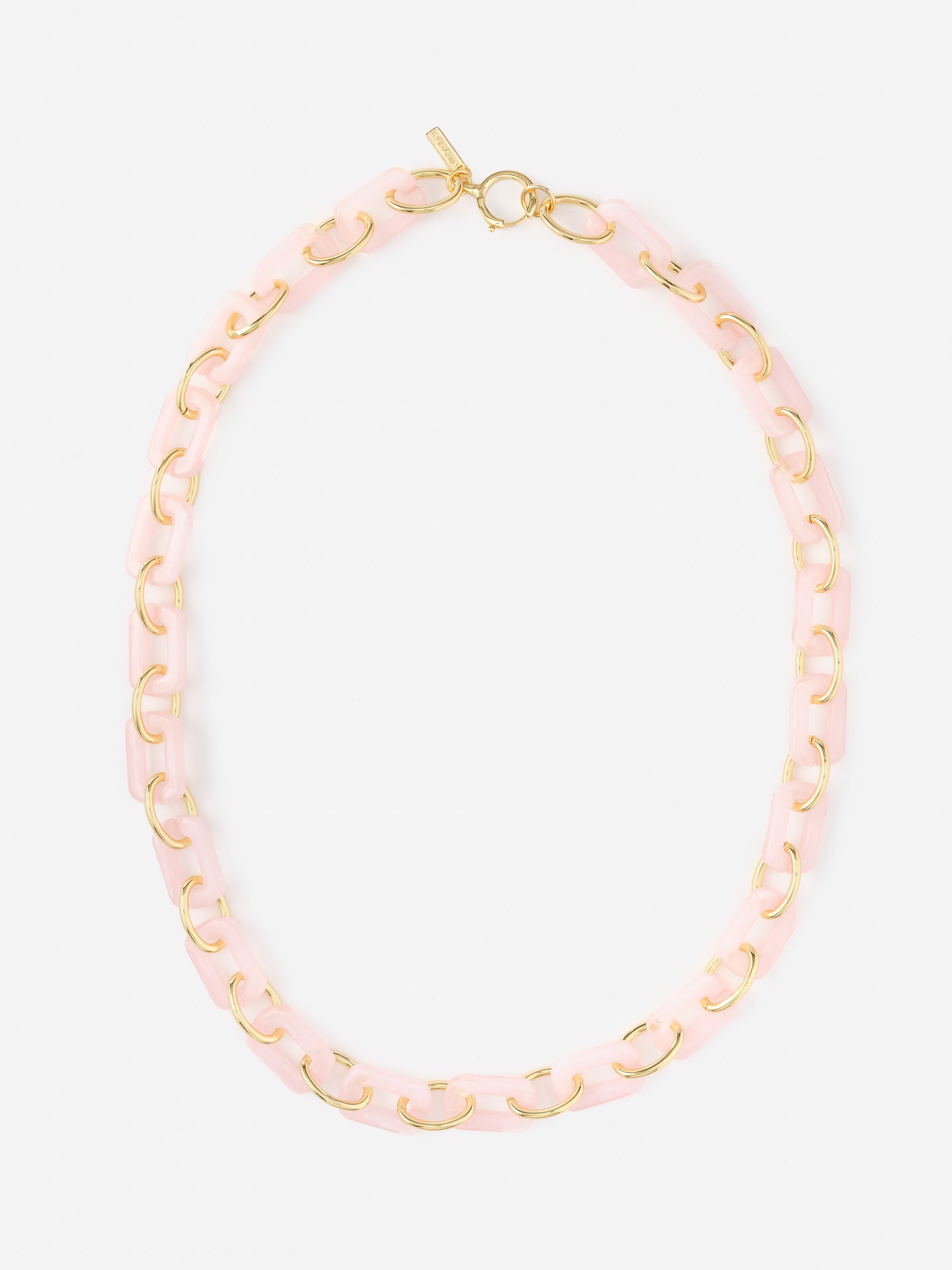 Chain Link Necklace from J.McLaughlin featuring pink and gold-tone links, showcasing effortlessly stylish, enduring designs and a legacy of timeless fashion.