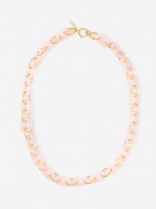 Chain Link Necklace from J.McLaughlin featuring pink and gold-tone links, showcasing effortlessly stylish, enduring designs and a legacy of timeless fashion.