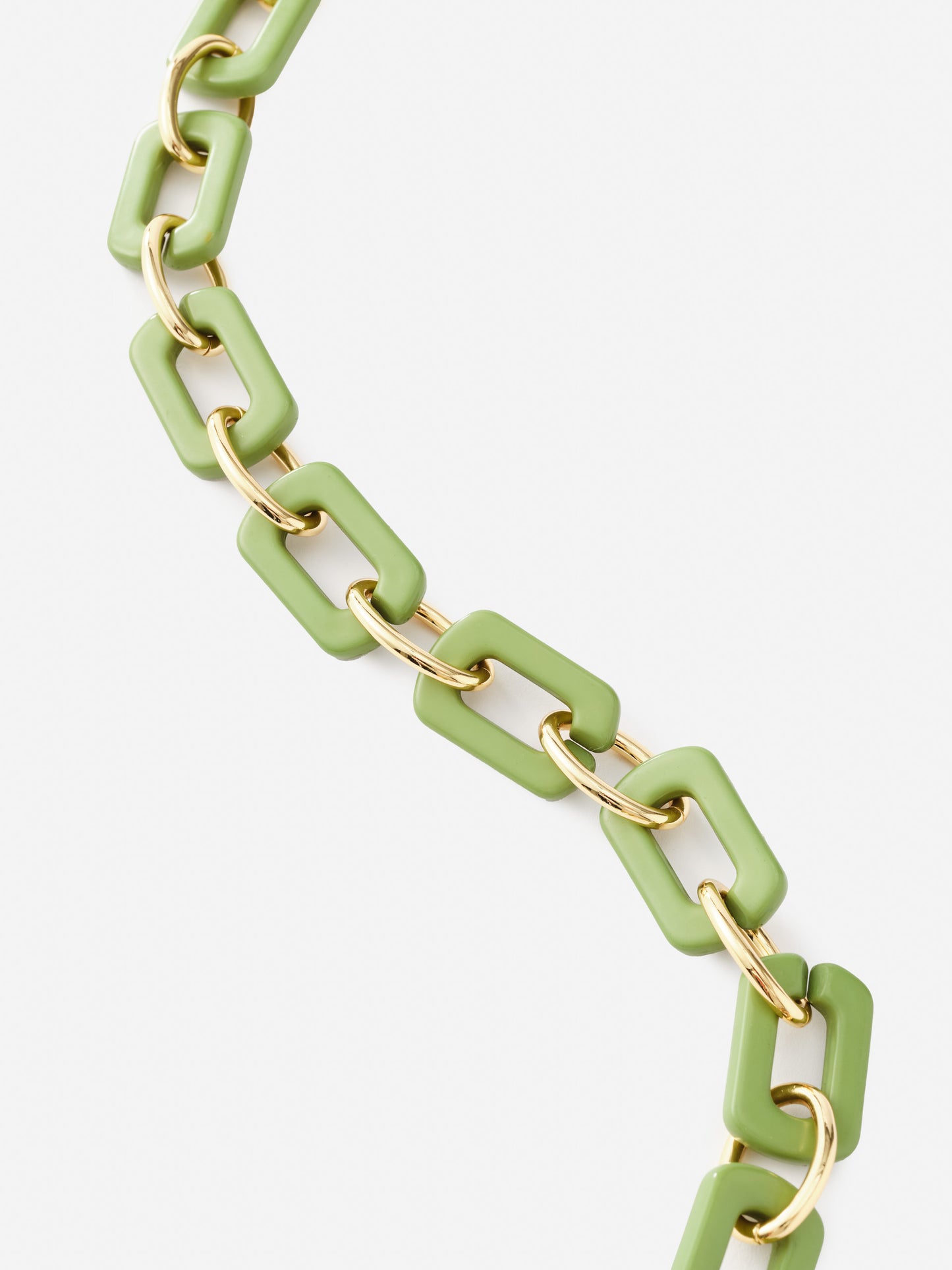 Chain Link Necklace by J.McLaughlin features alternating olive green and gold links, effortlessly stylish with enduring designs perfect for a life well-lived.