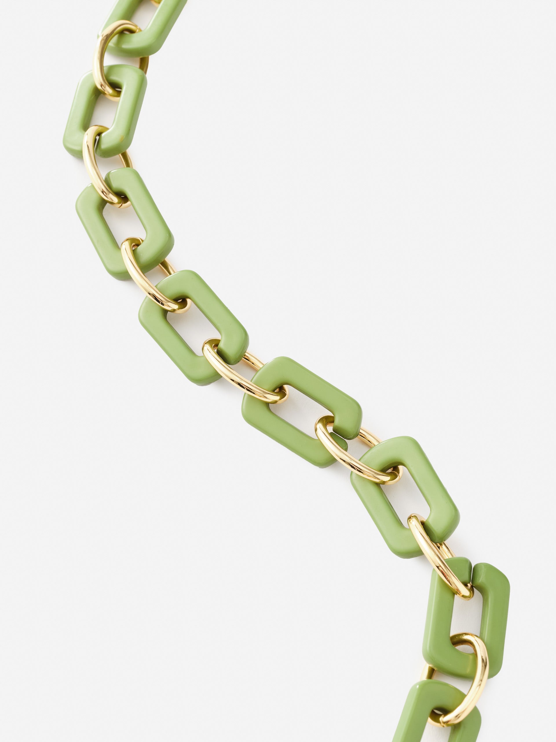 Chain Link Necklace by J.McLaughlin features alternating olive green and gold links, effortlessly stylish with enduring designs perfect for a life well-lived.