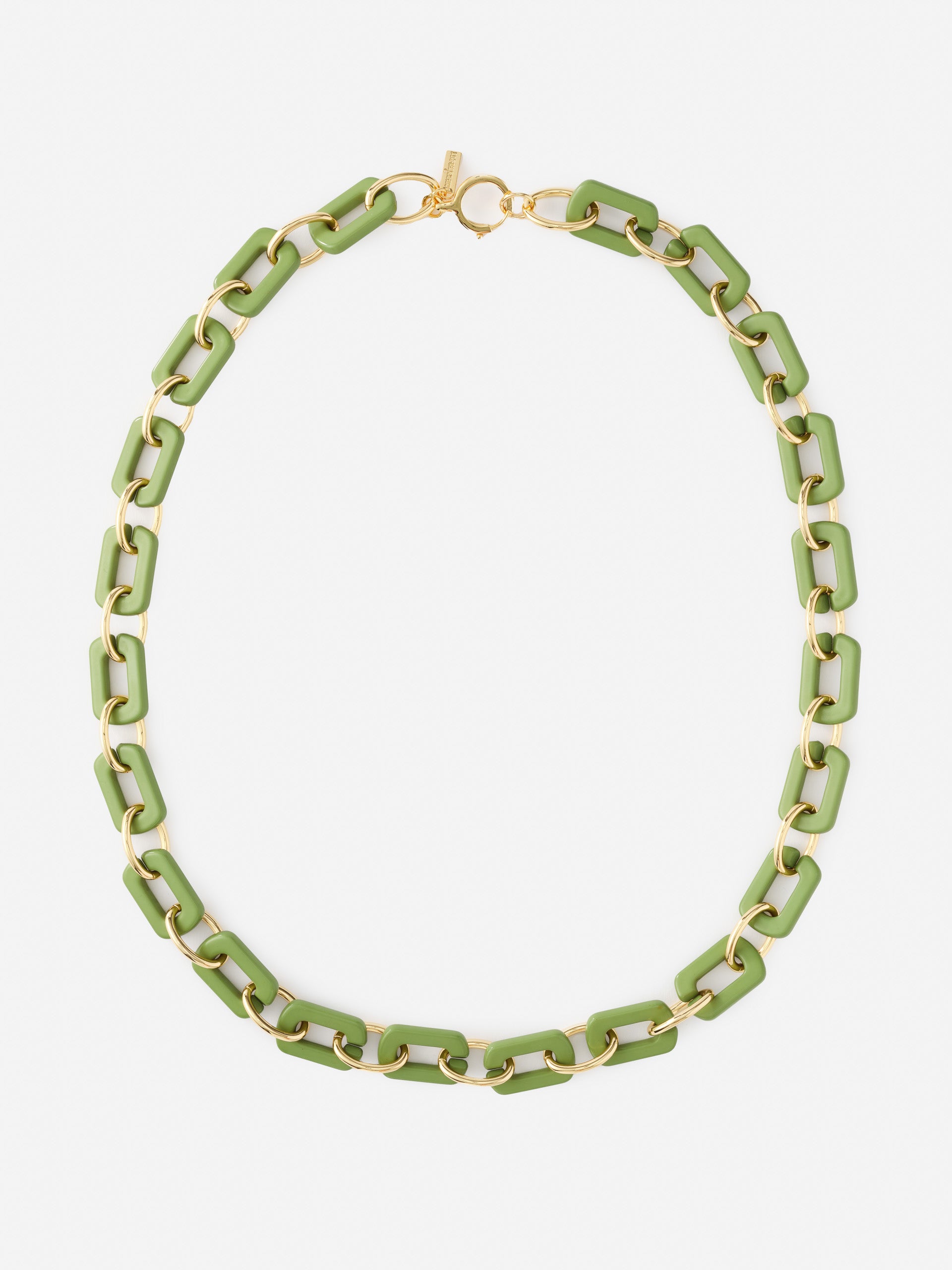 Chain Link Necklace by J.McLaughlin featuring green and gold links in a thoughtfully crafted design, effortlessly stylish with enduring designs from a destination for defining style. Life, Well-Lived.