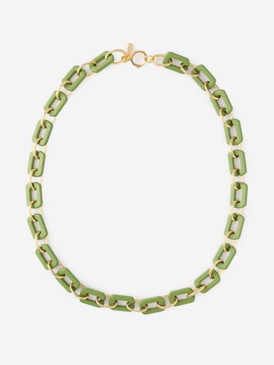 Chain Link Necklace by J.McLaughlin featuring green and gold links in a thoughtfully crafted design, effortlessly stylish with enduring designs from a destination for defining style. Life, Well-Lived.