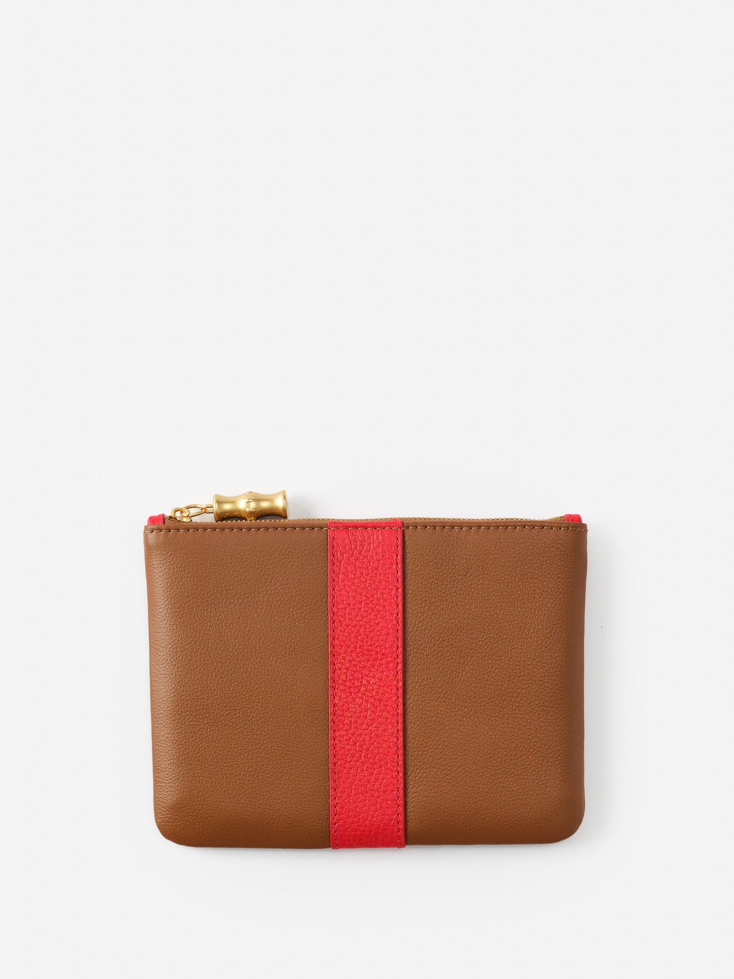J.McLaughlin Nyla clutch in tobacco/red made with leather.