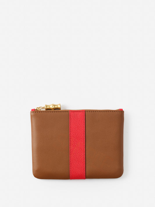 J.McLaughlin Nyla clutch in tobacco/red made with leather.